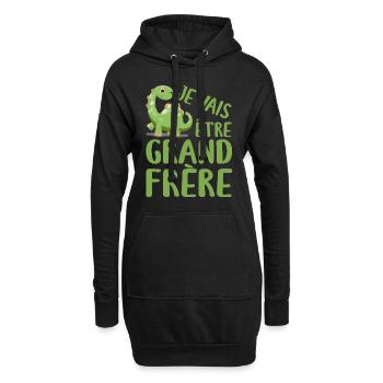 Je Vais être grand frère, Cadeau Grand Frère - Sweat-shirt à capuche long Femme - noir - Devant