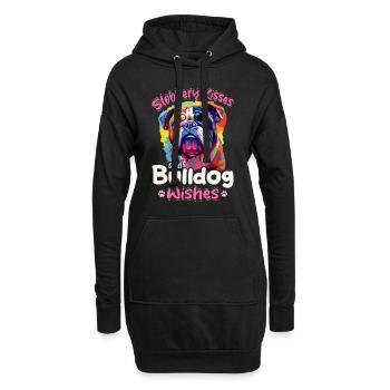 Bouledogue anglais britannique - baisers baveux - Sweat-shirt à capuche long Femme - noir - Devant