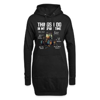 6 Dinge, die ich in meiner Freizeit tue Liebhaber von Traktoren - Hoodie-Kleid - Schwarz - Vorne