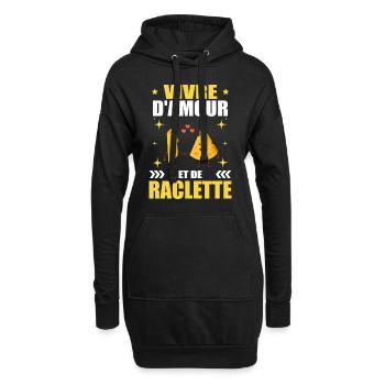 Vivre D'amour Et De Raclette Cadeau Humour Fromage - Sweat-shirt à capuche long Femme - noir - Devant