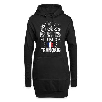 Bébés égaux meilleurs ont un papa Francais - Sweat-shirt à capuche long Femme - noir - Devant