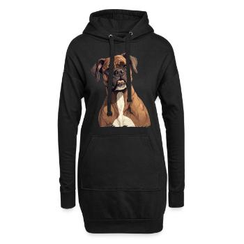 Boxer Dog Breed Pet - Cute Graphic - Hoodie Dress - black - Front