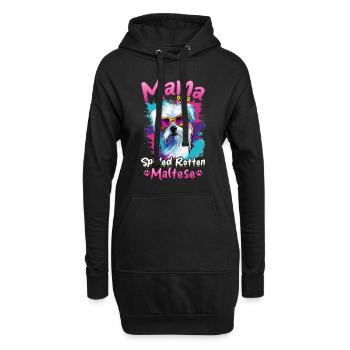 Maltese Dog Breed Pet Mama of a Spoiled Rotten - Hoodie-Kleid - Schwarz - Vorne