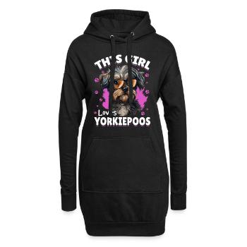 Yorkiepoo chien race animal de compagnie cette fille aime Yorkiepoos - Sweat-shirt à capuche long Femme - noir - Devant
