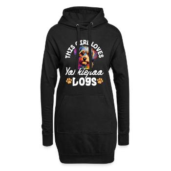 Yorkiepoo chien race animal de compagnie cette fille aime Yorkiepoos - Sweat-shirt à capuche long Femme - noir - Devant