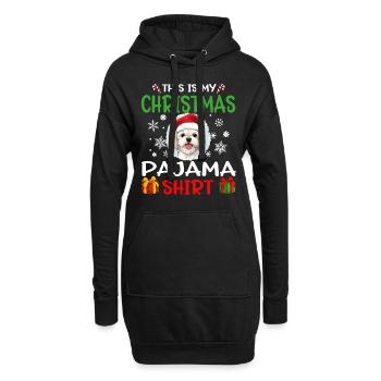 Pyjama de Noël pour chien maltais Joyeux Noël - Sweat-shirt à capuche long Femme - noir - Devant