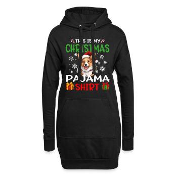 Pyjama de Noël Welsh Corgi Pembroke chien - Sweat-shirt à capuche long Femme - noir - Devant