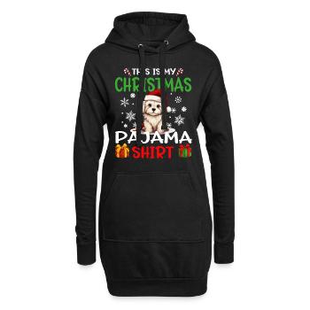 Pyjama de Noël pour chien maltais Joyeux Noël - Sweat-shirt à capuche long Femme - noir - Devant