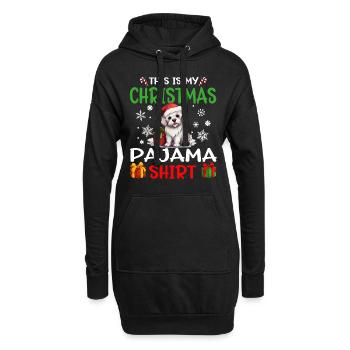 Pyjama de Noël pour chien maltais Joyeux Noël - Sweat-shirt à capuche long Femme - noir - Devant