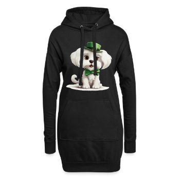 Chien maltais Fête de la Saint-Patrick Fête de la Saint-Patrick - Sweat-shirt à capuche long Femme - noir - Devant