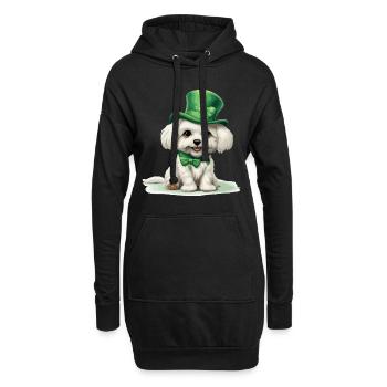 Chien maltais Fête de la Saint-Patrick Fête de la Saint-Patrick - Sweat-shirt à capuche long Femme - noir - Devant