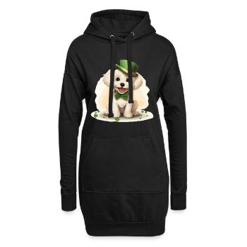Chien maltais Fête de la Saint-Patrick Fête de la Saint-Patrick - Sweat-shirt à capuche long Femme - noir - Devant