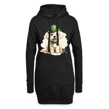 Chien maltais Fête de la Saint-Patrick Fête de la Saint-Patrick - Sweat-shirt à capuche long Femme - noir - Devant