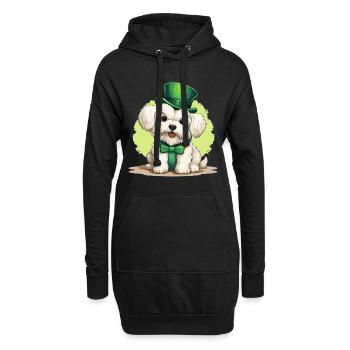 Chien maltais Fête de la Saint-Patrick Fête de la Saint-Patrick - Sweat-shirt à capuche long Femme - noir - Devant