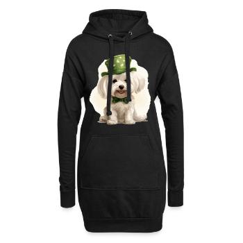 Chien maltais Fête de la Saint-Patrick Fête de la Saint-Patrick - Sweat-shirt à capuche long Femme - noir - Devant
