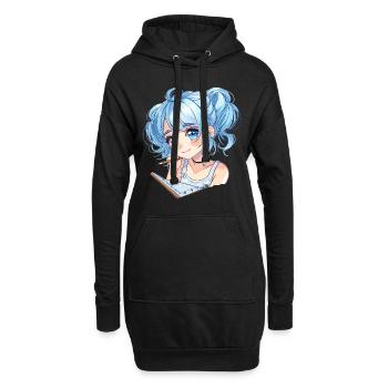 Anime and Sketching Anime Girl Sketching Otaku - Hoodie Dress - black - Front