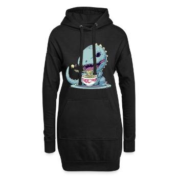 Goth Pastel Mignon Effrayant Kawaii T-Rex Manger Ramen - Sweat-shirt à capuche long Femme - noir - Devant