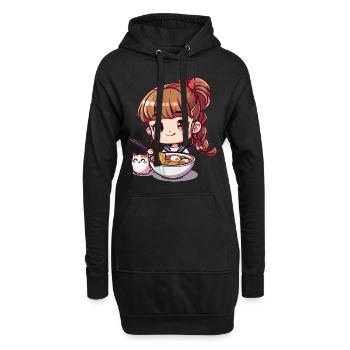 Ramen Cat Lover Cute Anime Girl Eating Ramen Otaku - Hoodie-Kleid - Schwarz - Vorne