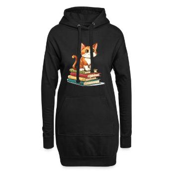 Cats and Books Reading Bookworm Funny & Cute - Hoodie-Kleid - Schwarz - Vorne