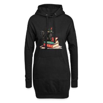 Cats Books Tea Reading - Cute Funny Graphic - Hoodie-Kleid - Schwarz - Vorne