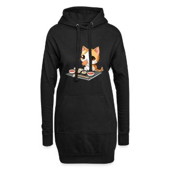 Chats et Sushi Japonais Nourriture Chaton Kawaii Anime - Sweat-shirt à capuche long Femme - noir - Devant