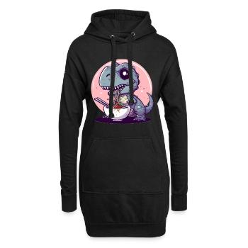 Goth Pastel Mignon Effrayant Kawaii T-Rex Manger Ramen - Sweat-shirt à capuche long Femme - noir - Devant