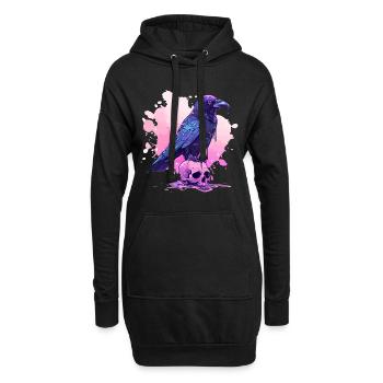 Goth Pastel Creepy Kawaii Skull And Crow Vaporwave - Hoodie-Kleid - Schwarz - Vorne