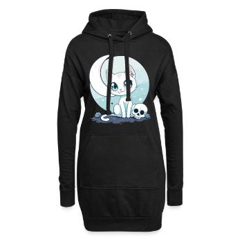 Goth Pastel Cute Creepy Kawaii Cat Kitten - Hoodie-Kleid - Schwarz - Vorne