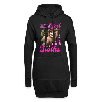 Drôle paresseux paresseux juste une fille qui aime les paresseux - Sweat-shirt à capuche long Femme - noir - Devant