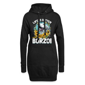 Borzoi Dog Breed Life is Better with a Borzoi - Hoodie-Kleid - Schwarz - Vorne