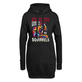 Animal Warning: Easily Distracted By Squirrels - Hoodie-Kleid - Schwarz - Vorne