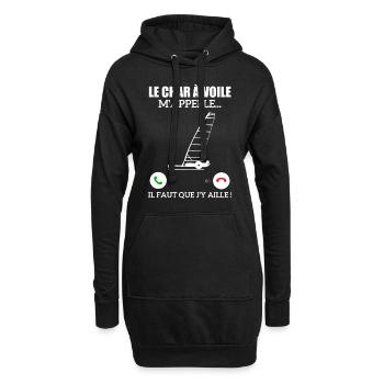 Le Char à Voile M'appelle - Sweat-shirt à capuche long Femme - noir - Devant