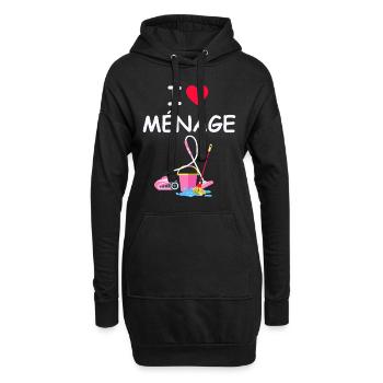 Humour Faire Le Ménage - Sweat-shirt à capuche long Femme - noir - Devant