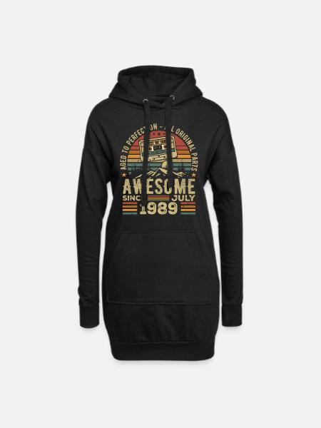 1989 Juli | Jahrgang Juli 1989 | Juli 1989 - Hoodie-Kleid - Schwarz