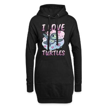 Funny Sea Turtle Animal I Love Turtles - Hoodie-Kleid - Schwarz - Vorne