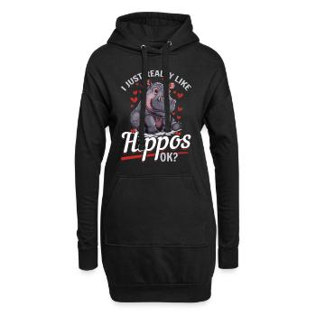 Hippo Hippopotamus Animal I Just Really Like Hippo - Hoodie-Kleid - Schwarz - Vorne