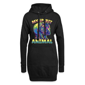 Drôle d’hippopotame Hippopotame Animal mon animal spirituel - Sweat-shirt à capuche long Femme - noir - Devant