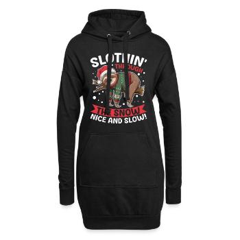 Sloth Christmas Animal Slothin through the snow - Hoodie-Kleid - Schwarz - Vorne