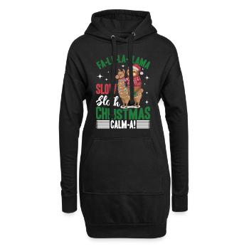 Sloth Llama Christmas Fa-la-la-llama - Hoodie-Kleid - Schwarz - Vorne