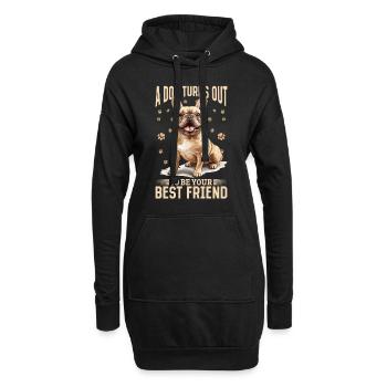 Bouledogue français Frechie Chien Race A chien - Sweat-shirt à capuche long Femme - noir - Devant