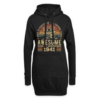 Génial Depuis Novembre 1941 Cadeau Novembre 1941 - Sweat-shirt à capuche long Femme - noir - Devant