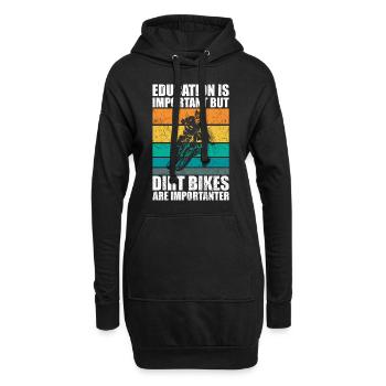 Bildung ist wichtig, aber Dirtbikes wichtiger - Hoodie-Kleid - Schwarz - Vorne
