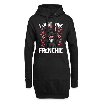 Bouledogue français Frenchie Propriétaire de chien - Sweat-shirt à capuche long Femme - noir - Devant