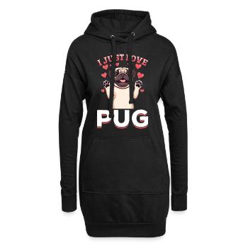Mignon propriétaire de chien carlin - Sweat-shirt à capuche long Femme - noir - Devant