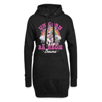 Rêve mignon licorne arcs-en-ciel - Sweat-shirt à capuche long Femme - noir - Devant
