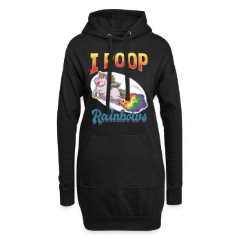 Cute Farting Unicorn Rainbows - Hoodie-Kleid - Schwarz - Vorne