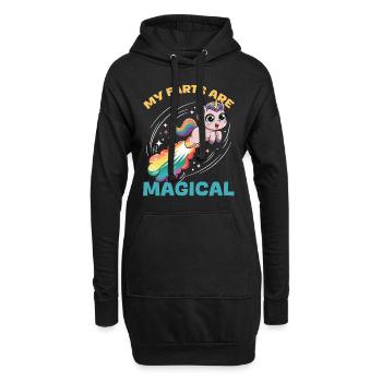 Cute Farting Unicorn Rainbows - Hoodie-Kleid - Schwarz - Vorne