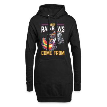 Mignons arcs-en-ciel de licorne qui pètent - Sweat-shirt à capuche long Femme - noir - Devant