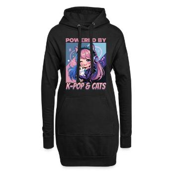 Anime K Pop & Cats Kawaii - Hoodie-Kleid - Schwarz - Vorne