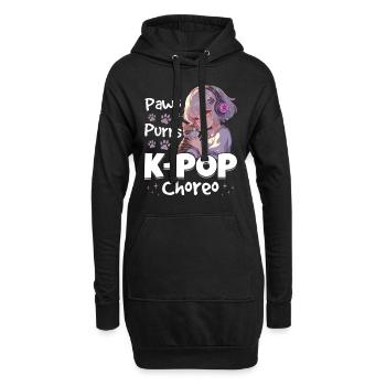 Anime K Pop & Cats Kawaii - Hoodie-Kleid - Schwarz - Vorne